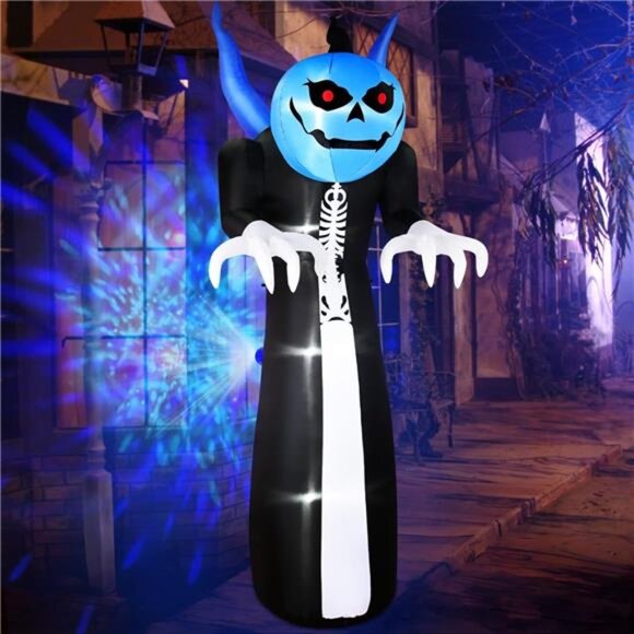Amazon.com: 12FT Halloween Inflatables Decoration Outdoor  12FT Halloween Inflatables Pumpkin Reaper, Giant Pumpkin Ghost Inflatable Decor